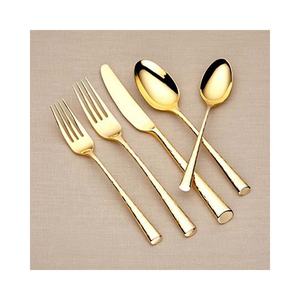 Couteau et fourchette martelés de style moderne pour fête de mariage couverts en or poli ensemble de couverts ensemble de cuillères à dessert - Product Image 1