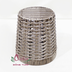 Artex Dong Thap Panier de rangement rond écologique en poly rotin tissé multifonctionnel pour la cuisine et la décoration intérieure - Product Image 4