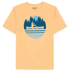 T-shirt tecnico da uomo con logo e grafica, arancione, con design Bass Outdoor per l'estate - Product Image 1