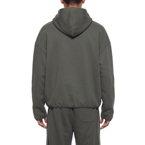 Sweat à capuche unisexe en molleton avec passepoil et fermeture éclair, style hip-hop uni, écologique, 100 % coton, taille XL - Product Image 5