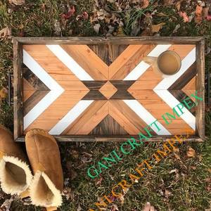 Plateau de service rectangulaire en bois moderne fait à la main avec incrustation de résine Design personnalisé pour la décoration de la maison ou du restaurant en gros - Product Image 6