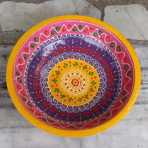 Hand-Painted Bohemian Design Wooden Decorative <b>Bowl</b> & Trays for Home Decor Weddings Diwali-Customizable Color & Size - Product Image 2