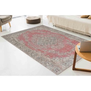Tapis tribal gris et rouge : Tapis d'intérieur antidérapant, Tapis imprimé, Tapis doux non tissé - Product Image 2