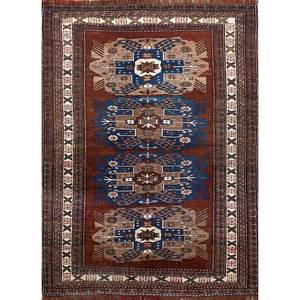 Alfombra de Lana Anudada a Mano Nuray Azul, Diseño Geométrico Abstracto para Sala de Estar, Pasillo, Modelo Pae-4767, 9x12, Rectangular, Tipo Rompecabezas, Hecha a Mano - Product Image 1