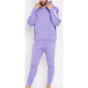 Chándal Premium para Hombre |   Conjunto a Rayas Blanco y Morado Lavanda |   Conjunto Deportivo Urbano de Dos Piezas con Capucha para Entrenamiento - Product Image 6