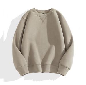 Coupe ample élégant hommes sweats épais polaire pull couleur unie bloc printemps brodé OEM marque privée 100% coton - Product Image 5