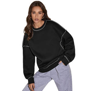Custom Anti-Pilling Contrast <b>Stitching</b> <b>Oversized</b> Sweatshirts, Relaxed Fit, Perfect for Women Outfits Sweatshirts - Product Image 1