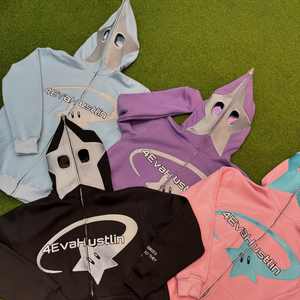 Sweat à capuche d'hiver pour homme en molleton de coton français avec fermeture éclair intégrale, broderie appliquée, coupe ample, personnalisable en gros - Streetwear écologique - Product Image 2