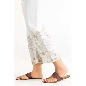 Pantalon Off-White en soie brute brodée TR-22-134, coupe large, taille haute, en crêpe, design respirant - Product Image 3