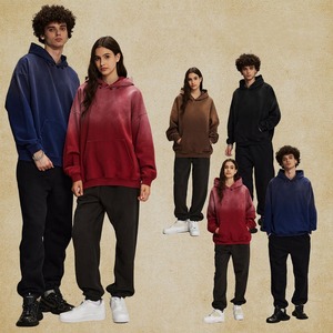 Survêtements délavés vintage personnalisés Ensemble de pantalons de survêtement et sweat à capuche unisexe uni 100% en coton Ensemble de survêtement délavé à broderie surdimensionné - Product Image 5