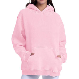 เสื้อฮู้ดซักกรดลำลองสำหรับผู้หญิงดีไซน์ใหม่เสื้อแนวสตรีทเสื้อมีฮู้ดไหล่หล่นระบายอากาศเป็นมิตรกับสิ่งแวดล้อม - Product Image 5