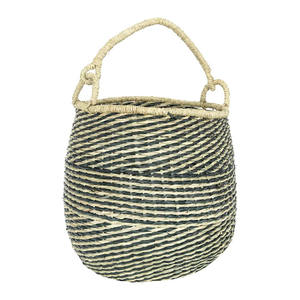Best Price Nhat Minh Bohemian Eco-Friendly <b>Black</b> Stripe Woven Handicraft <b>Storage</b> <b>Basket</b> Home Decoration Vietnam Seagrass - Product Image 2