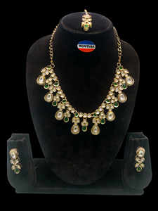 Collier en or antique serti de pierres Kundan Collection de bijoux de mode - Product Image 2