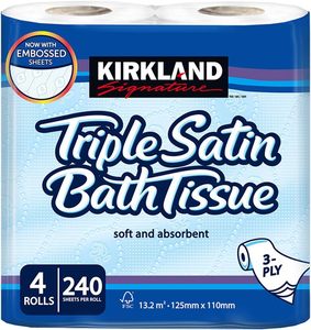 KirklandSignature Desechable Ecológico Suave Absorbente Triple Satén Premium Baño Papel Higiénico 4 Rollos 10 Paquetes Blanco - Product Image 4