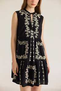 Vestido indio de algodón hecho a mano para mujer, minivestido floral de verano con cuello en V, decoración, estampado de bloques, ropa informal para mujer - Product Image 2