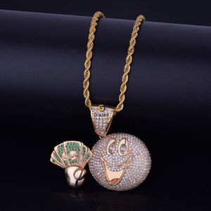 Colgante de Plata de Ley 925 a la moda para hombre, corte redondo, diamantes cultivados en laboratorio, chapado en rodio con tachuelas para ocasiones de fiesta, estilo Hip Hop - Product Image 4