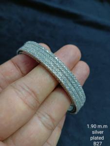 Indian Exclusive Silver Plated Bangles American Diamond Cubic Zircon Traditional Ethnic Fashionable <b>Pearl</b> Bangles American - Product Image 3