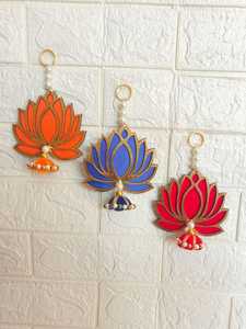 Colgante de fondo de loto MDF, adornado con Jhumka/borlas, decoración perfecta para Pooja, Mandir, Diwali, Holi, bodas y festivales - Product Image 5