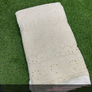 ผ้าเเท้จีออแกนเชอตต์เชอร์วานิลีเฮงกาปักลายดอกยางผ้าทอทำงานสำหรับเด็กผู้หญิงผ้าปักสไตล์ Slub - Product Image 2