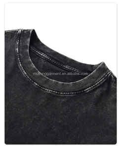 Haute qualité poids lourd Batik surdimensionné hommes T-Shirt col rond Vintage flocon de neige court coton lavé noir imprimé T-shirt - Product Image 3