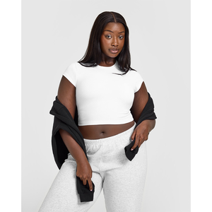 เสื้อยืดผ้าฝ้าย100% สีขาวออกแบบได้ตามต้องการเสื้อยืดออกกำลังกายในยิมน้ำหนักเบาลำลองระบายอากาศและมีสไตล์ - Product Image 6