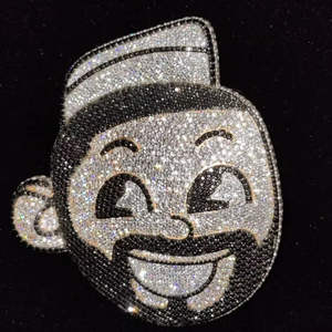 Pendentif personnalisable en argent sterling 925 fait main, design de visage de dessin animé, style hip-hop glacé pour hommes, moissanite - Product Image 1