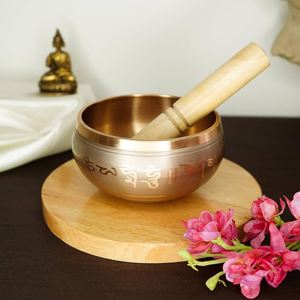 ชามสำหรับเล่นโยคะทองเหลืองขัดทองขนาดกลางชามทรงกลมสำหรับงานศิลปะทำจากโลหะ - Product Image 3