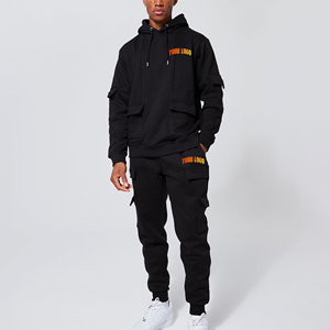 Fabricant de vêtements – Survêtements vintage d'hiver à capuche pour hommes avec logo brodé et impression par transfert thermique personnalisée, coupe évasée - Product Image 4