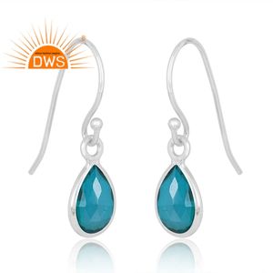 Boucles d'oreilles en argent sterling fin, double, santamaria, aigue-marine, quartz, pierre précieuse, fabricant de bijoux personnalisés, dernière conception - Product Image 2