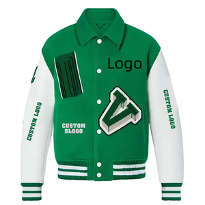 Blouson universitaire personnalisé 2026 pour homme, en laine de haute qualité avec manches en cuir, blouson Letterman avec patch brodé, blouson bomber unisexe - Product Image 4