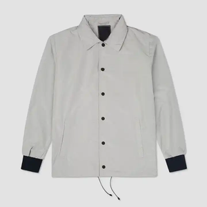 Chaqueta de entrenador para hombre, ropa de calle de poliéster ligera, cortavientos, manga larga, estampado personalizado, chaquetas de exterior abotonadas de Color sólido - Product Image 1