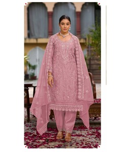 Salwar Kameez indien élégant 3 pièces avec des manteaux modestes pour les femmes en costume caftan de style Dubaï - Product Image 4