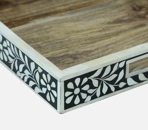 Bandeja de incrustaciones de hueso de forma Rectangular para manualidades, bandeja decorativa para el hogar para mesa de centro, patrón único, prueba de artesanía de hueso - Product Image 4