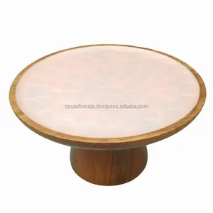 Luxury Ins Style <b>White</b> Enamel Wooden <b>Cake</b> <b>Stand</b> with Black Marble Top Decorative Cupcake Display for Weddings and Parties - Product Image 4