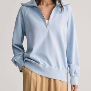 Trendy and Cozy 100% Cotton Fleece Pullover Sudadera de cuello alto con cremallera para mujer Logotipo personalizado y colores Top para invierno - Product Image 3