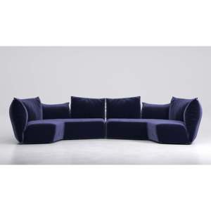 Sofá Seccional Estándar T9006 de Terciopelo y Cuero Genuino para Sala de Estar, Relleno de Esponja, Esquinero para Uso en Interiores y Apartamentos - Product Image 1