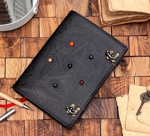 สมุดปกหนังรูปดาวห้าแฉก A5ทำด้วยมืออุปกรณ์จัดระเบียบแบบเกลียวโลโก้ที่กำหนดเองปกหนังแบบนุ่มสำหรับไดอารี่ของขวัญทรงเงา - Product Image 2