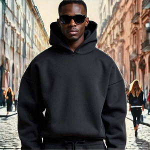 Sudadera con Capucha Corta y Gruesa para Hombre, Diseño Cuadrado Extra Grande, Logotipo Personalizado, Sin Cordones, Color Sólido de Invierno, Impresión Digital - Product Image 2