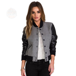 Veste décontractée imperméable de haute qualité pour femmes avec style personnalisé respirant Varsity Outwear avec manches en cuir en gros - Product Image 1