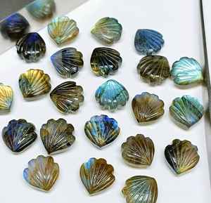 ลูกปัดเปลือกหอยลาบราโดไรต์สีน้ำเงินธรรมชาติ ขนาด 12 มม. แกะสลักด้วยมือ รูปทรงเปลือกหอยลาบราโดไรต์ สำหรับทำเครื่องประดับ - Product Image 4