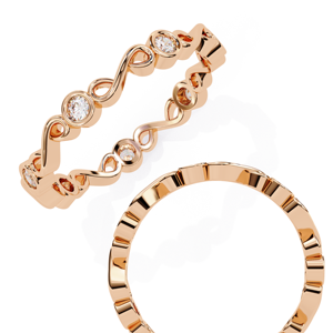 Elegante Anillo Infinito de Circonita, Anillo de Eternidad de Oro Rosa de 14K, Anillo de Bodas Apilable, Anillo de Aniversario con Engaste de Bisel, Lujoso, Unisex - Product Image 1