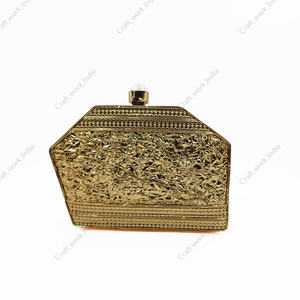 Art Deco Mother of Pearl <b>Clutch</b> with Gold Panelled Metal Work and Pearl Knob Luxury Handcrafted Evening <b>Bag</b> gift her - Product Image 3