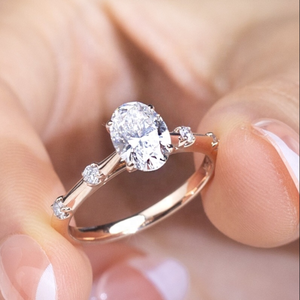 Bague de fiançailles ovale en diamant de laboratoire de 3,2 carats pour femme, clarté VS, couleur EF, or 14 carats, certifiée IGI, luxe, mariage, fête - Product Image 2