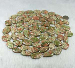 Cabujón Briollete de múltiples formas de Unakita Natural de alta calidad, fabricación de piedras preciosas grandes, colgante de plata de ley 925, joyería al por mayor - Product Image 6