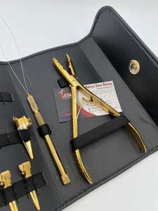 Pince multifonctionnelle dorée, kit d'outils pour extensions de cheveux, impression de logo personnalisée, prix de gros, service OEM - Product Image 2
