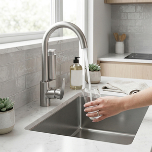 Rubinetto da Cucina Moderno in Acciaio Inox Spazzolato, Miscelatore Acqua Calda e Fredda con Filtro ACF Sostituibile, Girevole a 360° per Lavelli da Cucina - Product Image 3