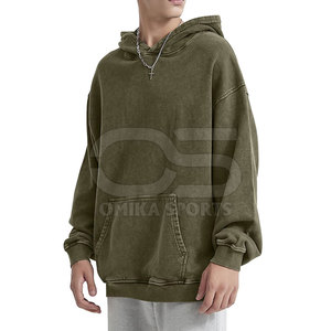 Sudadera con capucha de lavado ácido de mezcla de algodón para hombre, jersey de calle con efecto vintage lavado y diseño de ajuste relajado - Product Image 3