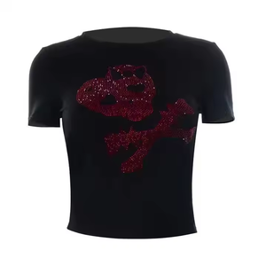 T-shirts élégants pour hommes en coton et fibre de bambou Behram International, logo personnalisé, transfert de strass sur le devant, coupe classique, col rond, décontracté - Product Image 4
