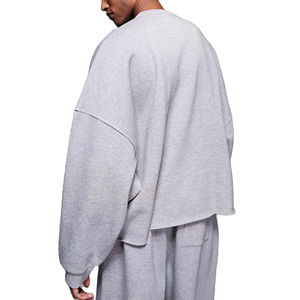 OEM/ODM 100% sudaderas de lana de tela de algodón hombros caídos peso pesado grueso 450GSM sudaderas de hombre de gran tamaño Boxy fit - Product Image 2