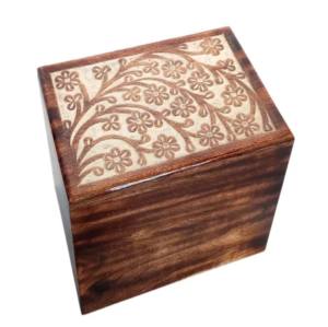 Vente en gros d'urnes de crémation en bois de qualité supérieure avec des prix bas, boîte d'urnes de crémation en bois de mangue de forme carrée - Product Image 4